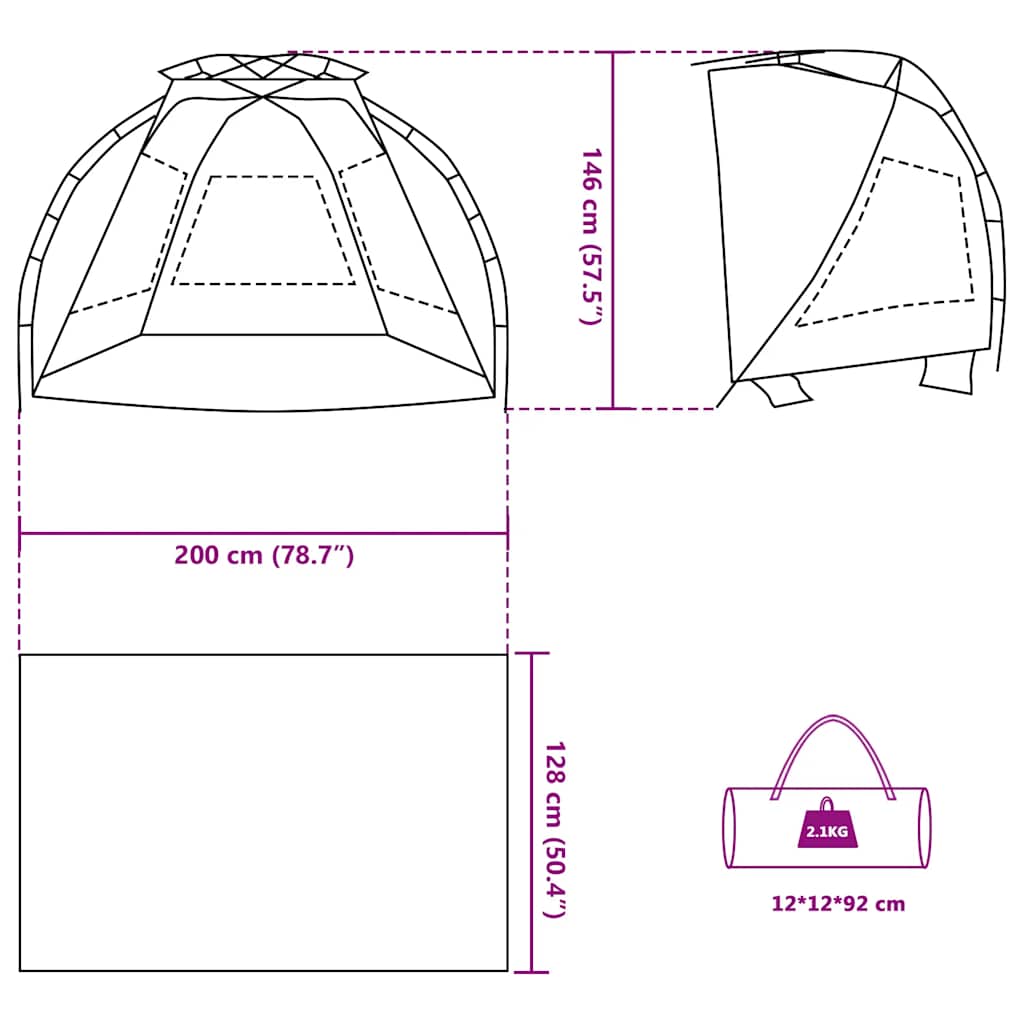 vidaXL Beach Tent 2-Person Sea Green Quick Release Waterproof