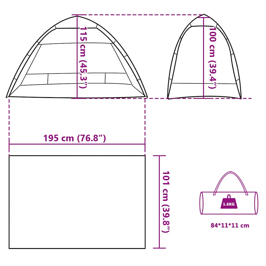 vidaXL Beach Tent 2-Person Sea Green Quick Release Waterproof - 36493