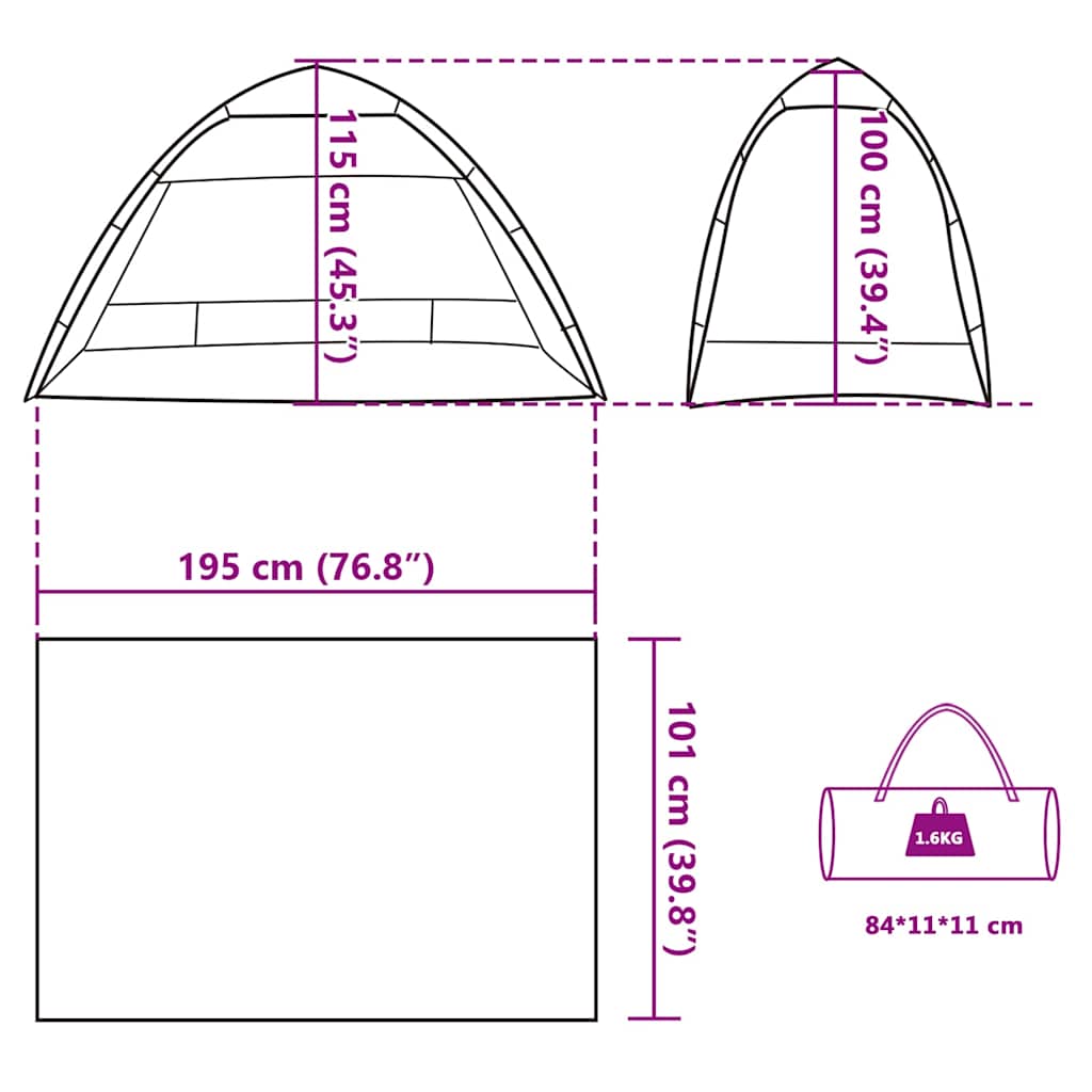 vidaXL Beach Tent 2-Person Grey Quick Release Waterproof - 36496