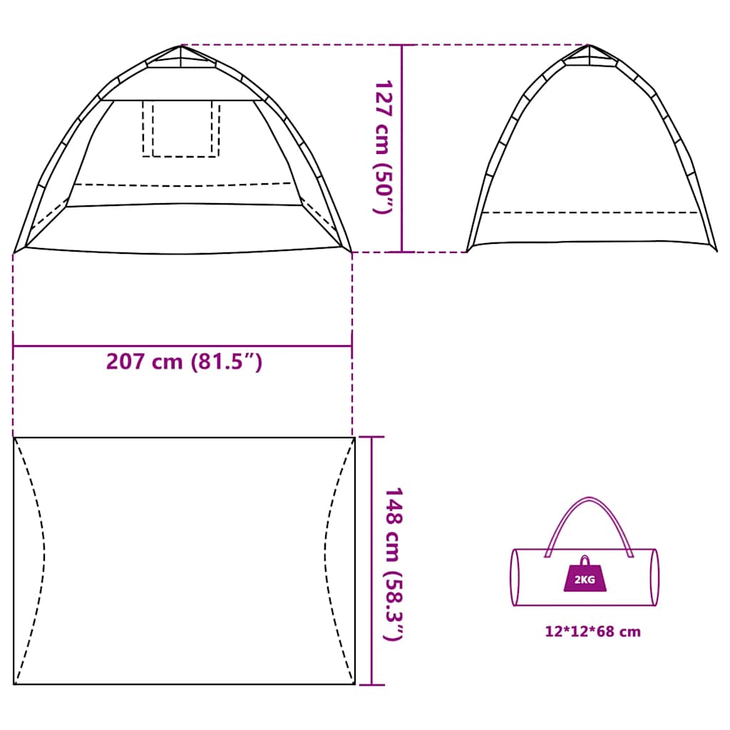 vidaXL Beach Tent 2-Person Sea Green Quick Release Waterproof - 36502