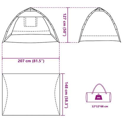 vidaXL Beach Tent 2-Person Grey Quick Release Waterproof - 36507