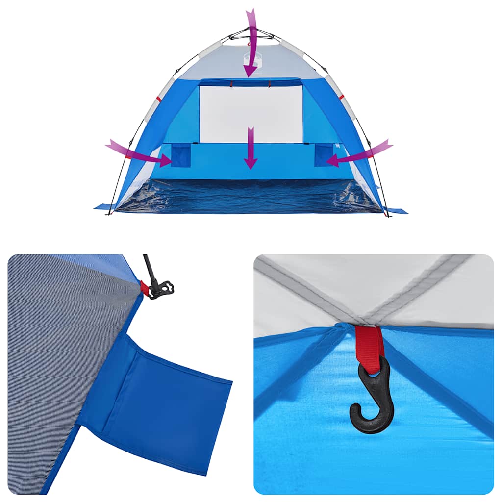 vidaXL Beach Tent 2-Person Azure Blue Quick Release Waterproof - 36510
