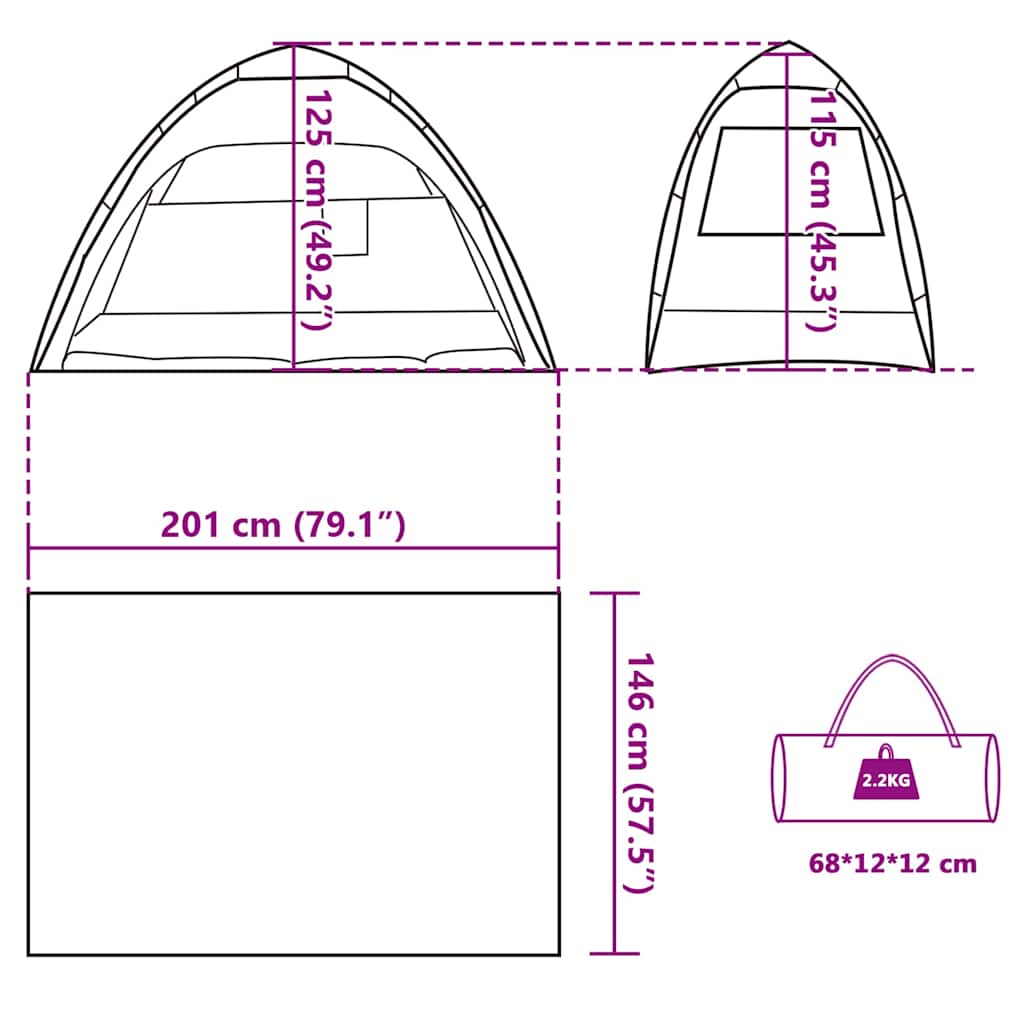 vidaXL Beach Tent 2-Person Azure Blue Quick Release Waterproof - 36516