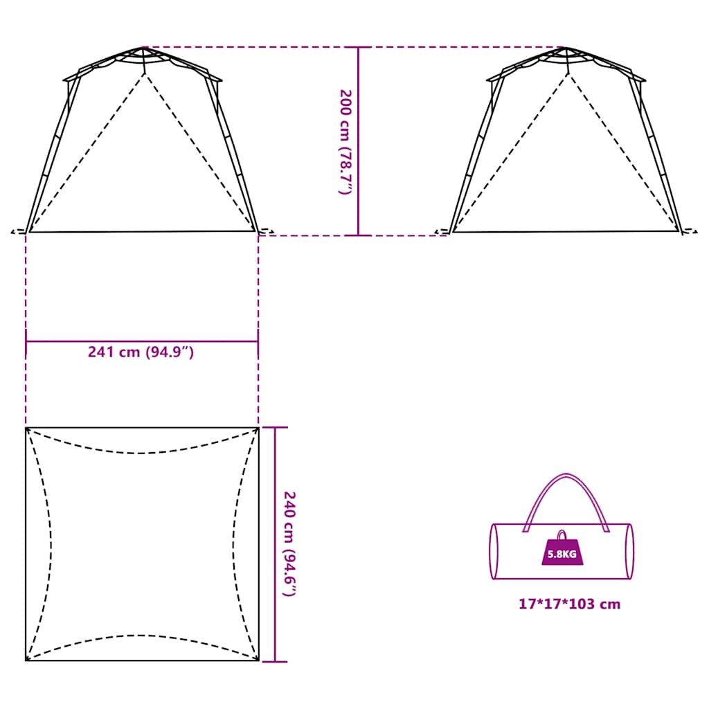 vidaXL Beach Tent 4-Person Azure Blue Quick Release Waterproof