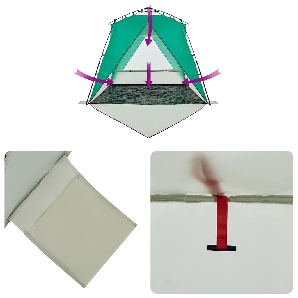 vidaXL Beach Tent 4-Person Sea Green Quick Release Waterproof