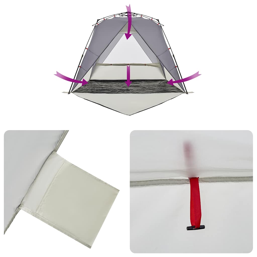 vidaXL Beach Tent 4-Person Grey Quick Release Waterproof