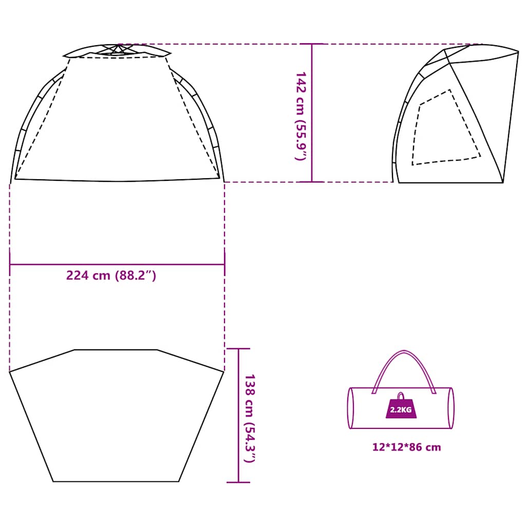 vidaXL Beach Tent 2-Person Azure Blue Quick Release Waterproof - 36549