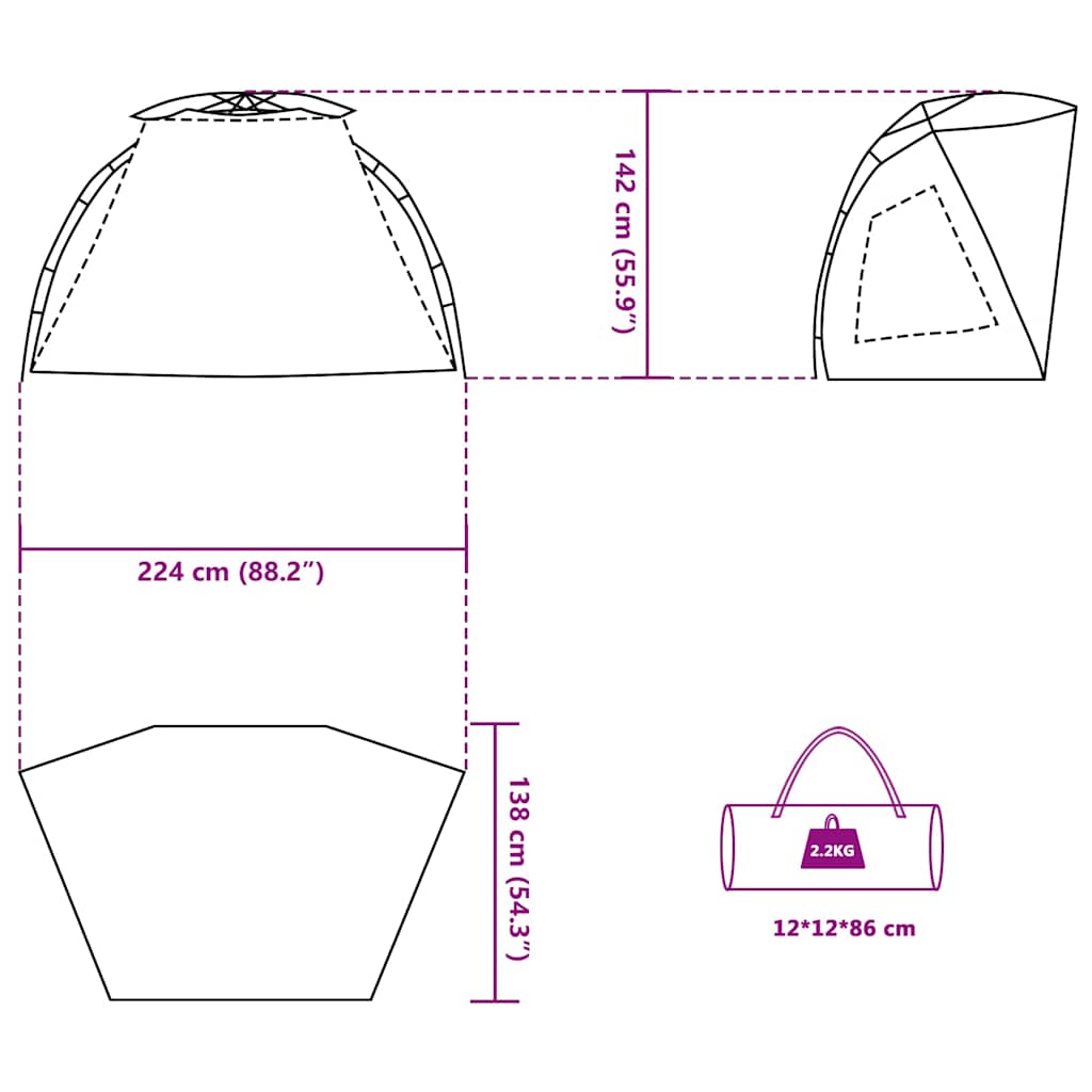 vidaXL Beach Tent 2-Person Sea Green Quick Release Waterproof - 36552