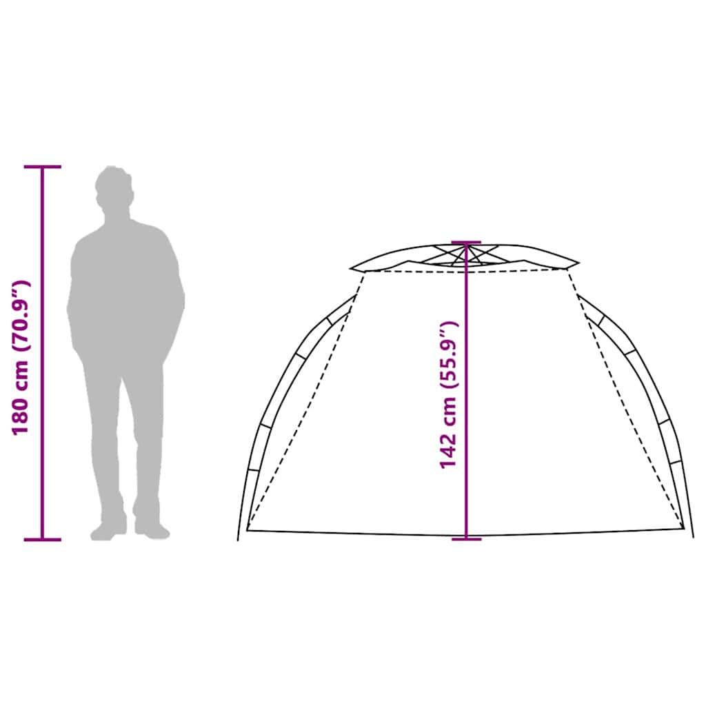 vidaXL Beach Tent 2-Person Grey Quick Release Waterproof - 36555
