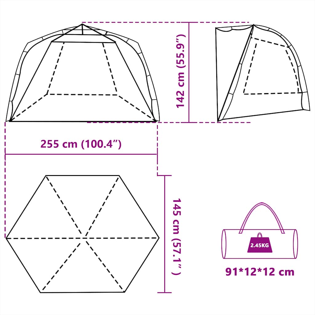 vidaXL Beach Tent 3-Person Azure Blue Quick Release Waterproof