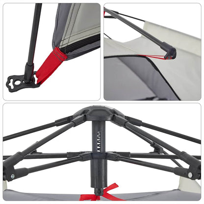 vidaXL Beach Tent 3-Person Grey Quick Release Waterproof