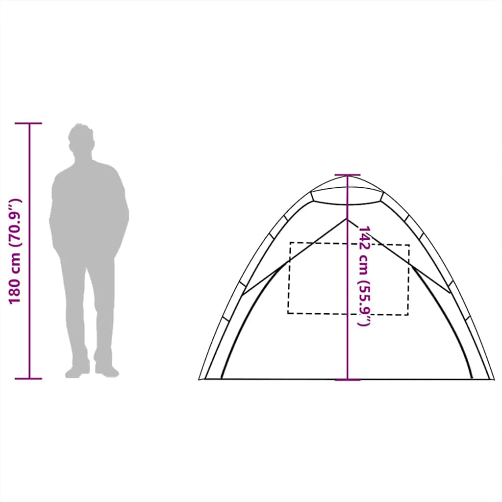 vidaXL Beach Tent 3-Person Grey Quick Release Waterproof - 36577