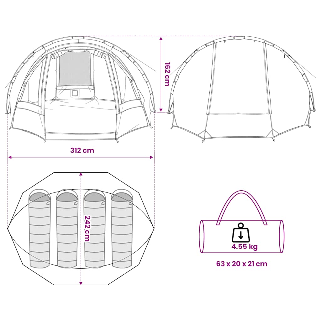 vidaXL Fishing Tent 2-Person Olive Green Waterproof