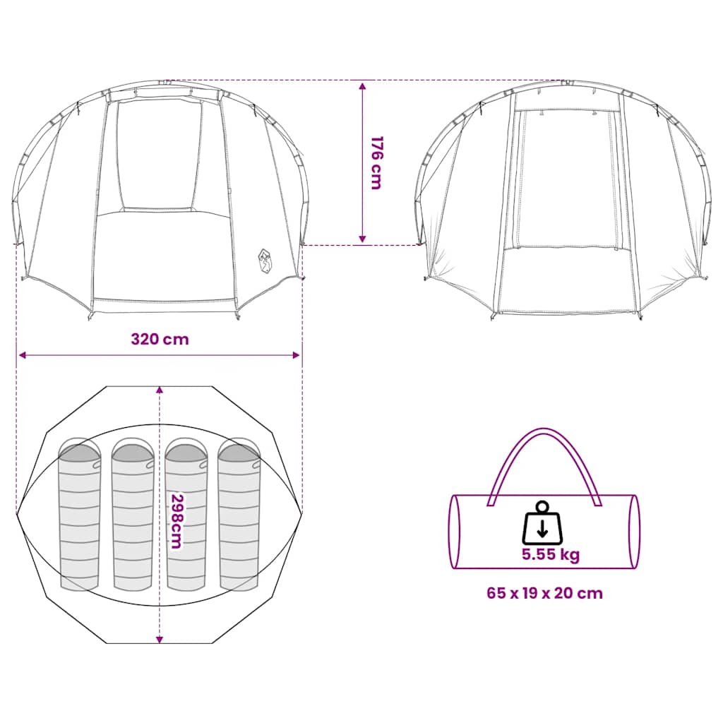 vidaXL Fishing Tent 5-Person Brown Waterproof