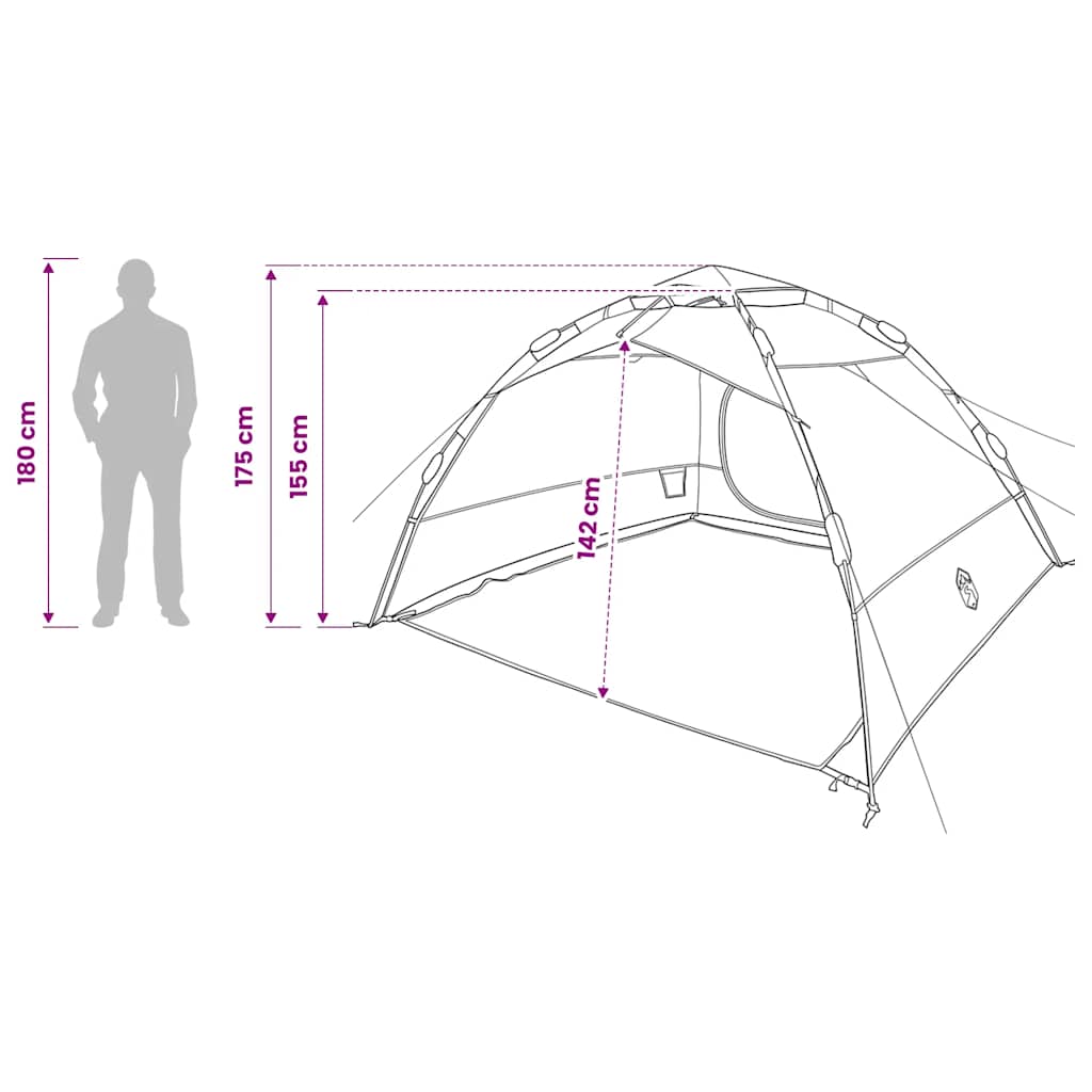 vidaXL Fishing Tent 4-Person Olive Green Quick Release