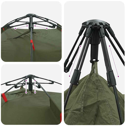vidaXL Fishing Tent 4-Person Olive Green Quick Release