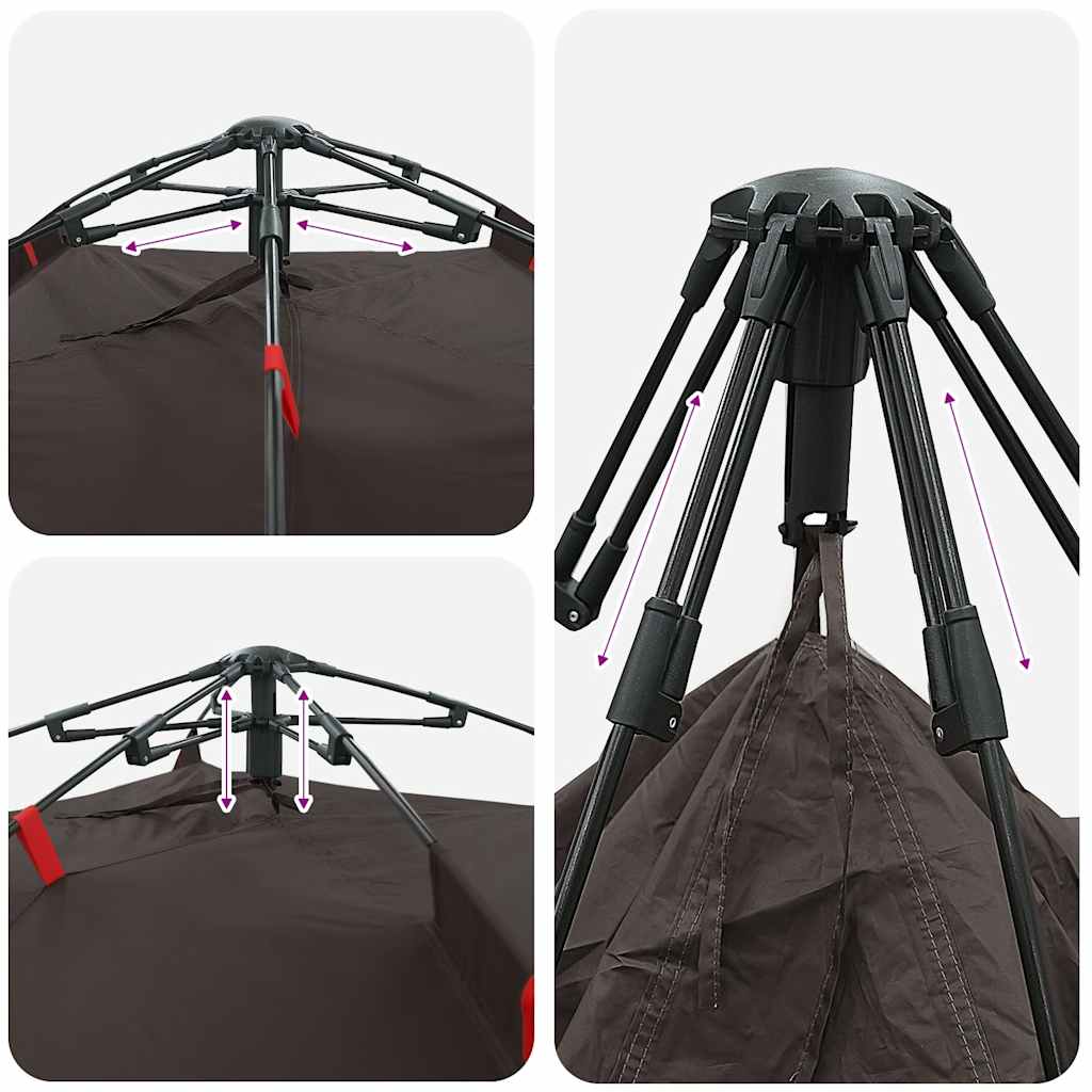 vidaXL Fishing Tent 4-Person Brown Quick Release