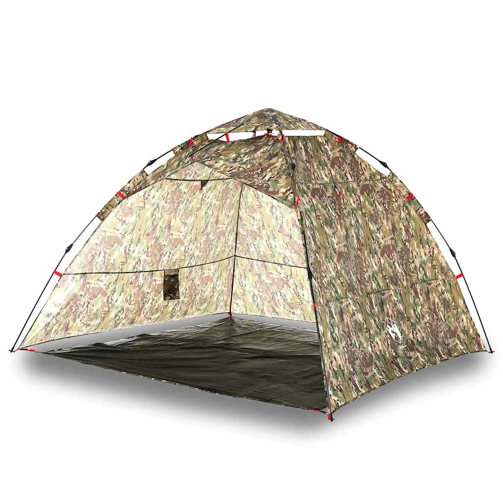 vidaXL Fishing Tent 4-Person Camouflage Quick Release - Green