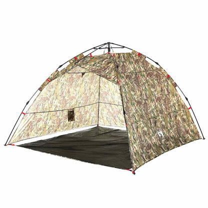 vidaXL Fishing Tent 4-Person Camouflage Quick Release - Green