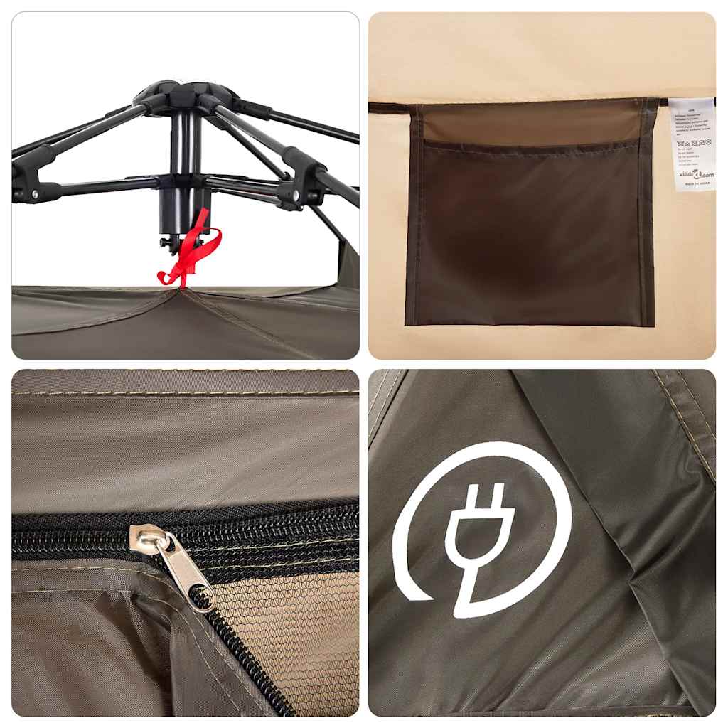 vidaXL Fishing Tent 4-Person Brown Quick Release - 36624
