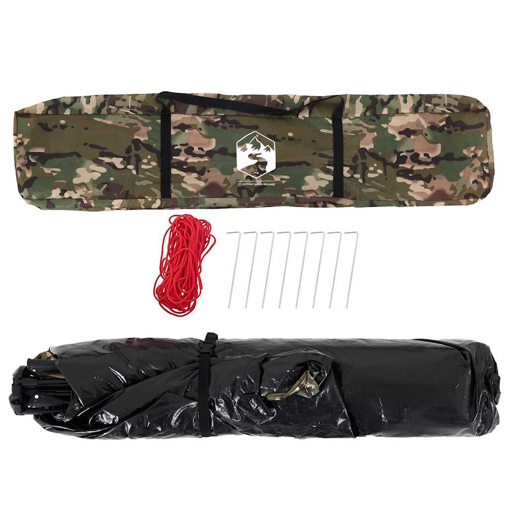 vidaXL Fishing Tent 4-Person Camouflage Quick Release - Green - 36625