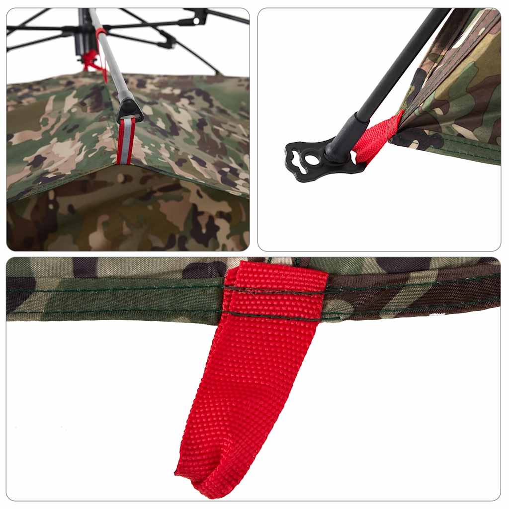 vidaXL Fishing Tent 4-Person Camouflage Quick Release - Green - 36625