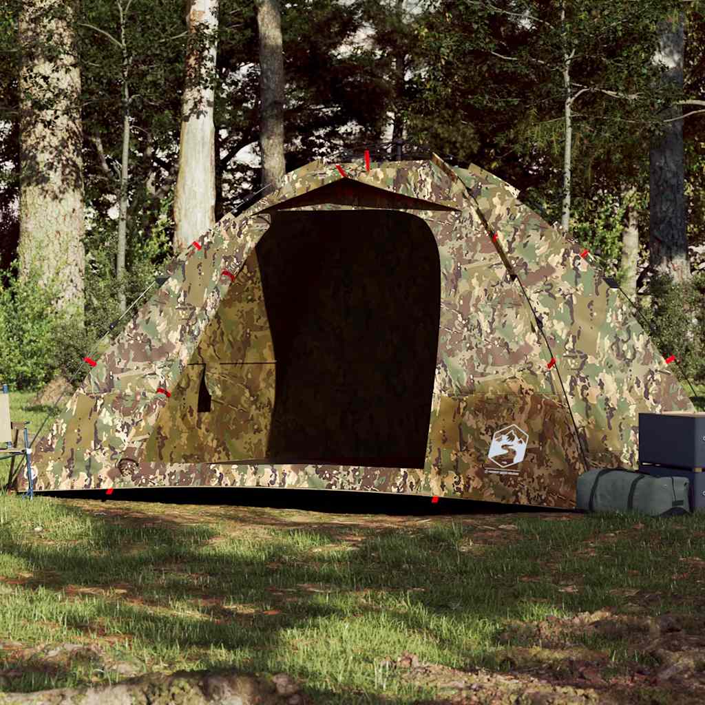 vidaXL Fishing Tent 4-Person Camouflage Quick Release - Green - 36625