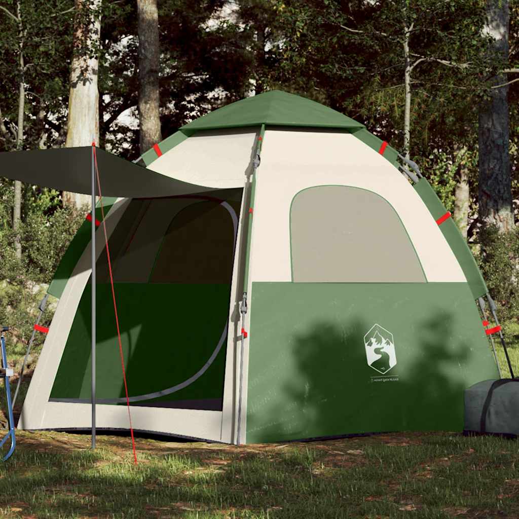 vidaXL Camping Tent Cabin 4-Person Green Quick Release - 260 x 217 x 150 cm