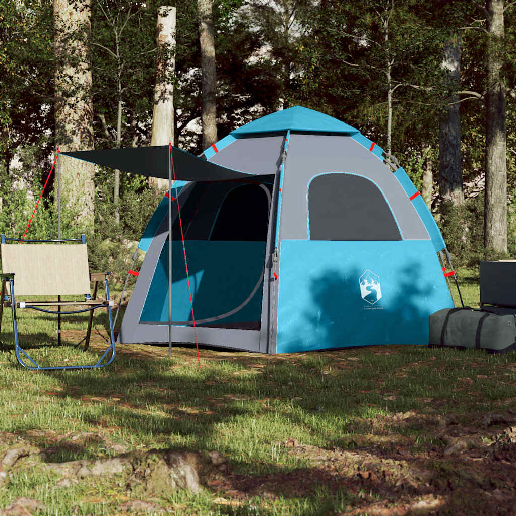vidaXL Camping Tent Cabin 4-Person Blue Quick Release - 260 x 217 x 150 cm