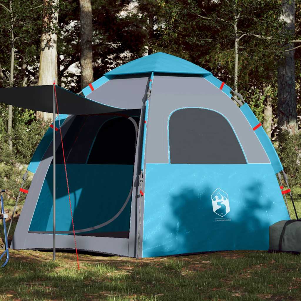 vidaXL Camping Tent Cabin 4-Person Blue Quick Release - 260 x 217 x 150 cm