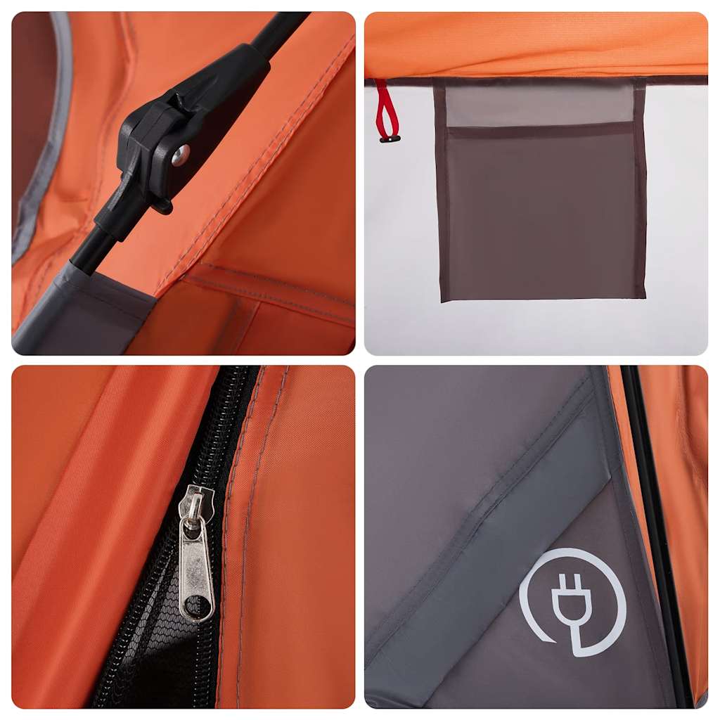 vidaXL Camping Tent Cabin 4-Person Grey and Orange Quick Release - 260 x 217 x 150 cm