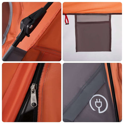 vidaXL Camping Tent Cabin 4-Person Grey and Orange Quick Release - 260 x 217 x 150 cm