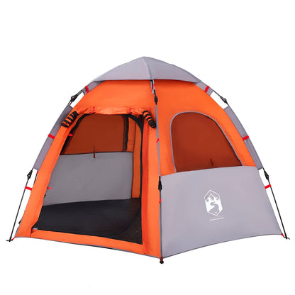 vidaXL Camping Tent Cabin 4-Person Grey and Orange Quick Release - 260 x 217 x 150 cm