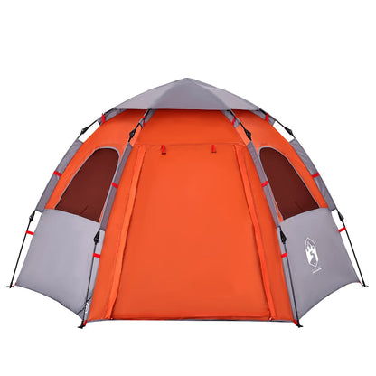 vidaXL Camping Tent Cabin 4-Person Grey and Orange Quick Release - 260 x 217 x 150 cm