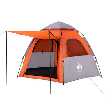 vidaXL Camping Tent Cabin 4-Person Grey and Orange Quick Release - 260 x 217 x 150 cm