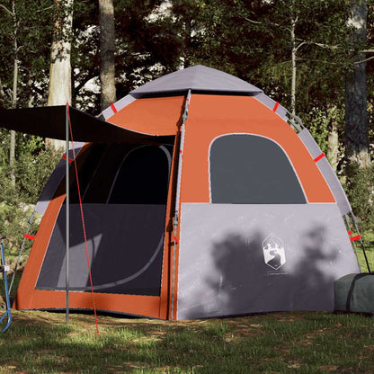 vidaXL Camping Tent Cabin 4-Person Grey and Orange Quick Release - 260 x 217 x 150 cm