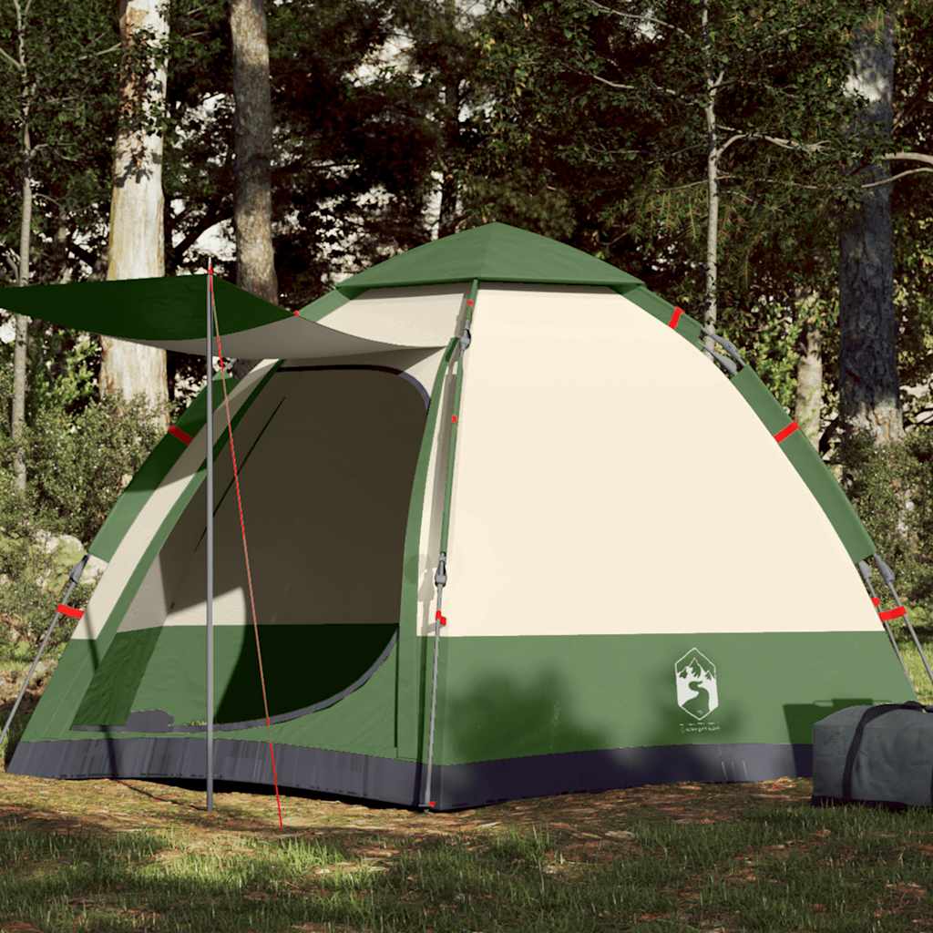 vidaXL Camping Tent Cabin 4-Person Green Quick Release - 273 x 273 x 129 cm