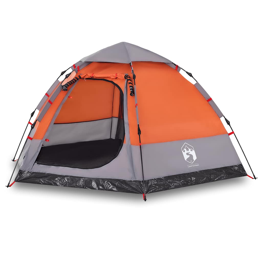 vidaXL Camping Tent Cabin 4-Person Grey and Orange Quick Release - 273 x 273 x 129 cm