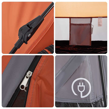 vidaXL Camping Tent Cabin 4-Person Grey and Orange Quick Release - 273 x 273 x 129 cm