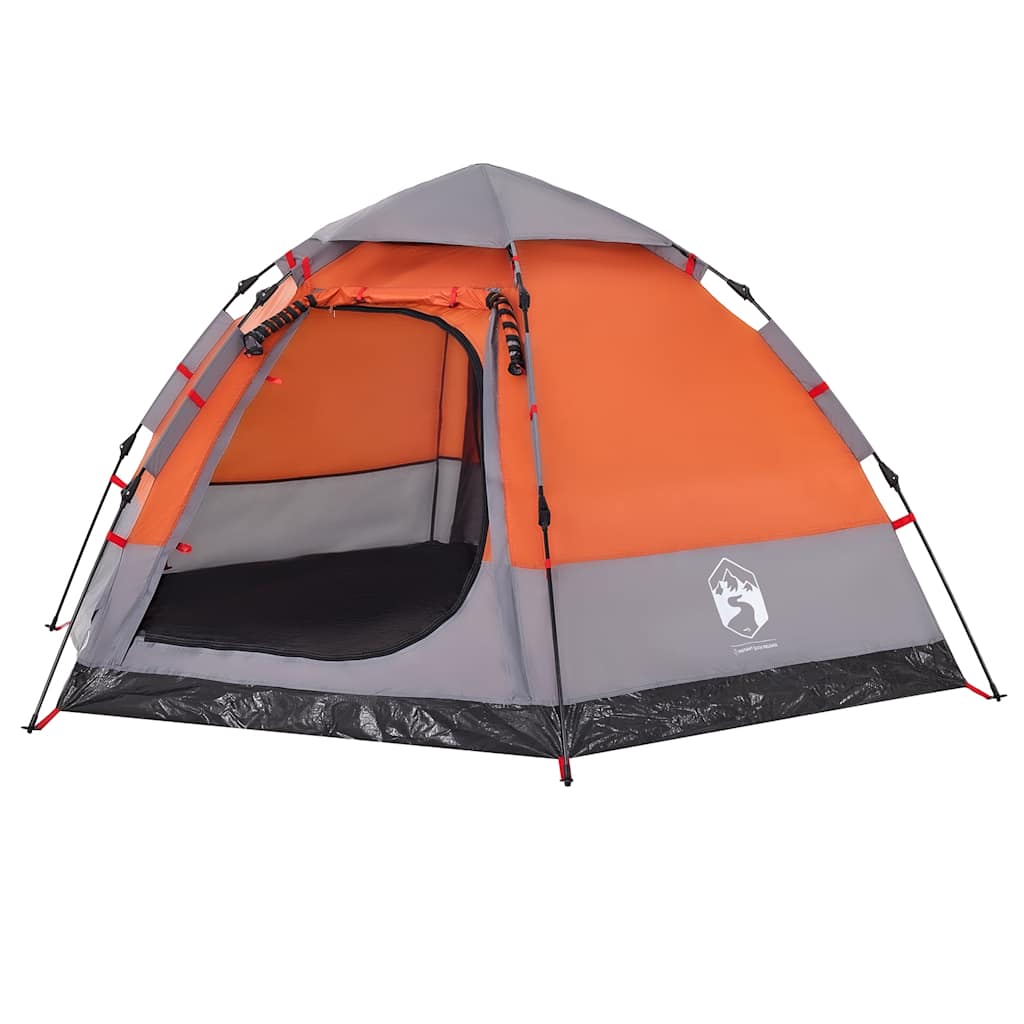 vidaXL Camping Tent Cabin 4-Person Grey and Orange Quick Release - 273 x 273 x 129 cm