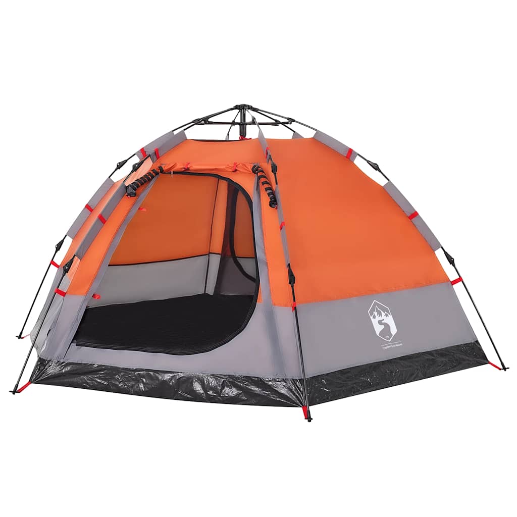 vidaXL Camping Tent Cabin 4-Person Grey and Orange Quick Release - 273 x 273 x 129 cm