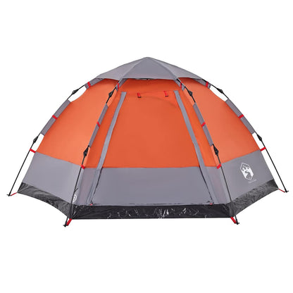 vidaXL Camping Tent Cabin 4-Person Grey and Orange Quick Release - 273 x 273 x 129 cm