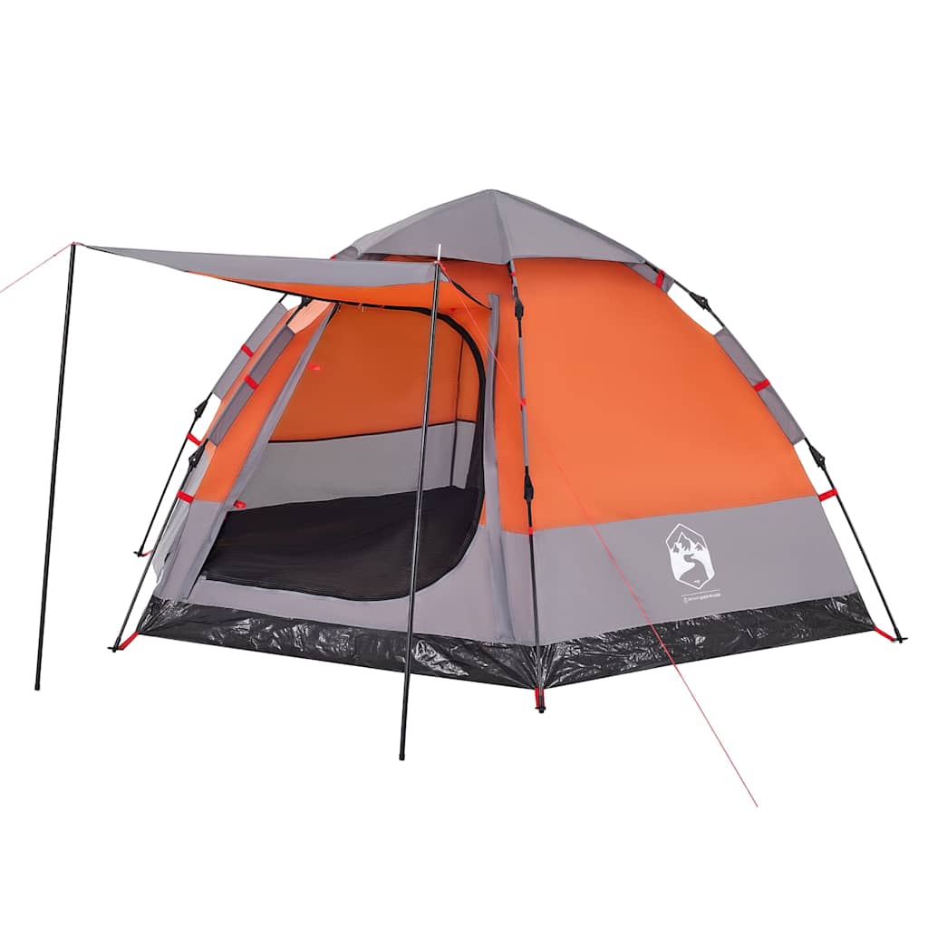 vidaXL Camping Tent Cabin 4-Person Grey and Orange Quick Release - 273 x 273 x 129 cm