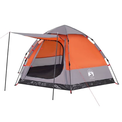 vidaXL Camping Tent Cabin 4-Person Grey and Orange Quick Release - 273 x 273 x 129 cm