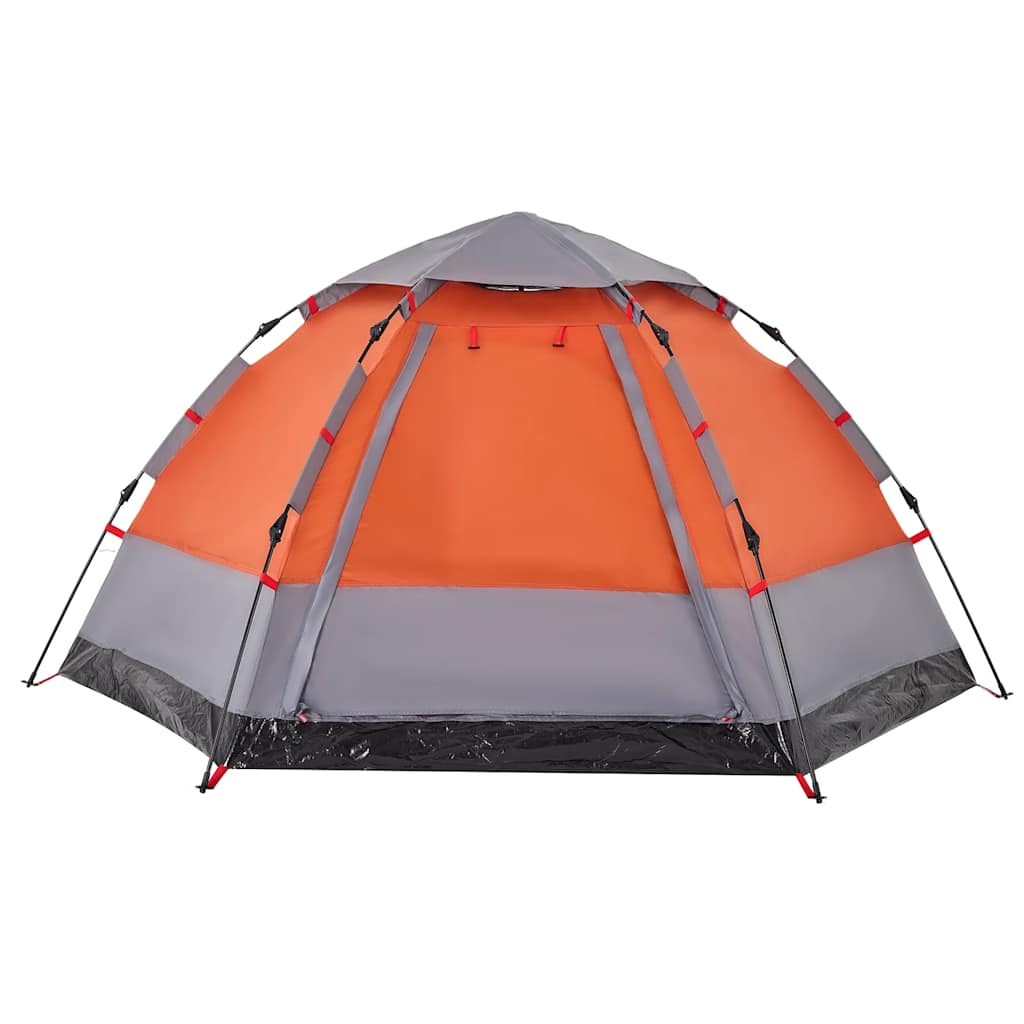 vidaXL Camping Tent Cabin 4-Person Grey and Orange Quick Release - 273 x 273 x 129 cm