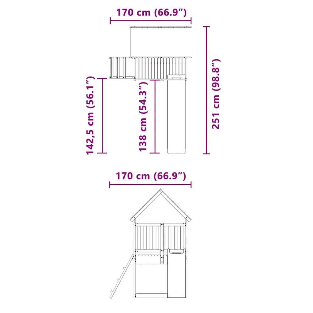 vidaXL Outdoor Playset Impregnated Wood Pine - Brown - 33585