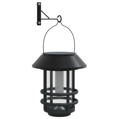 vidaXL Solar Outdoor Wall Lanterns 2 pcs Warm White Flickering Flame - Black