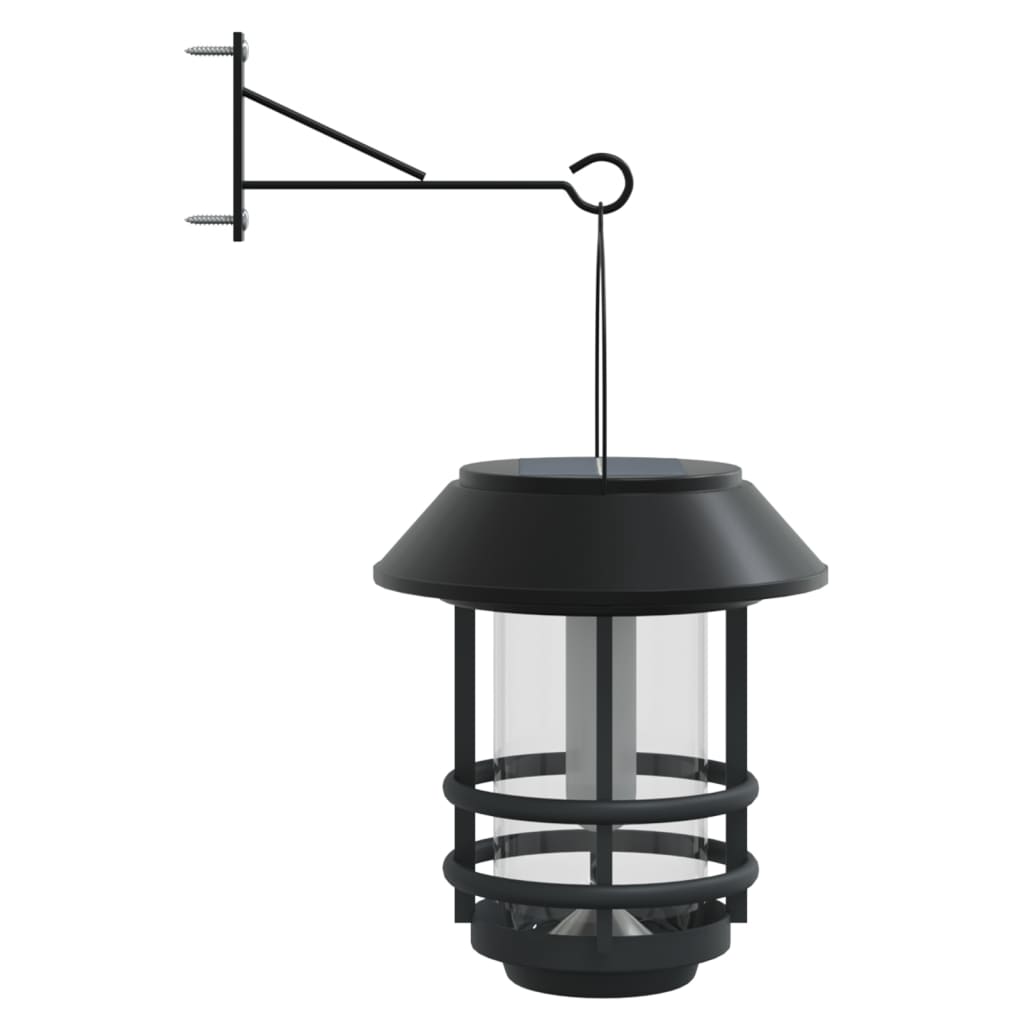vidaXL Solar Outdoor Wall Lanterns 2 pcs Warm White Flickering Flame - Black