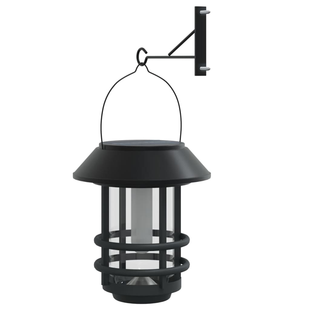 vidaXL Solar Outdoor Wall Lanterns 2 pcs Warm White Flickering Flame - Black
