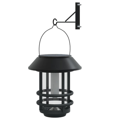 vidaXL Solar Outdoor Wall Lanterns 2 pcs Warm White Flickering Flame - Black